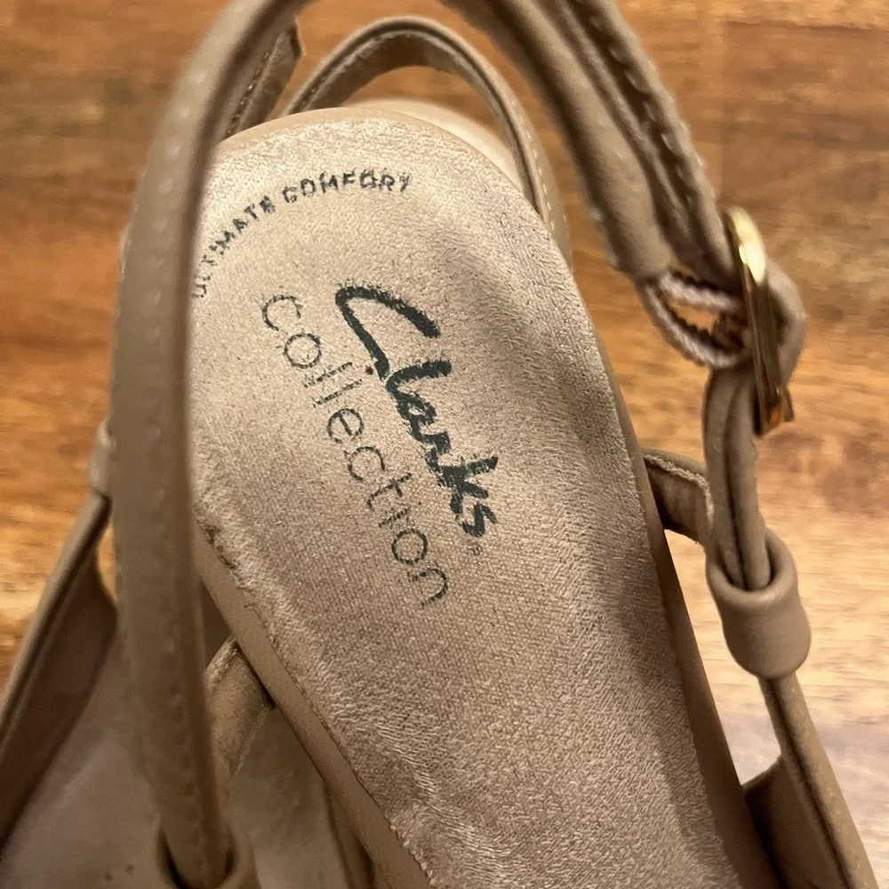 Clarks Women's Tan Slingback Heels - Picture 3 of 5